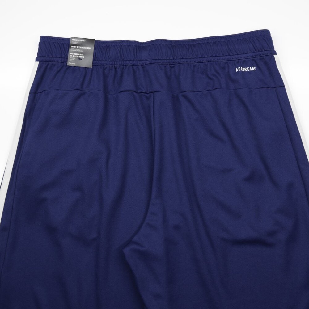 Adidas Men's Train Essentials Pique 3 Stripes Zip Pocket Shorts Blue Size L - Picture 6 of 10